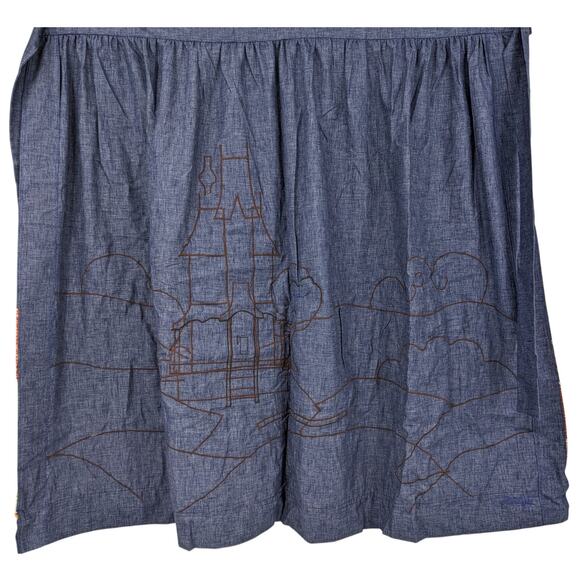 SALE Vintage Boho 1970s Handmade Wrap Skirt Appliqued Gothic House Fields Clouds - Picture 9 of 9